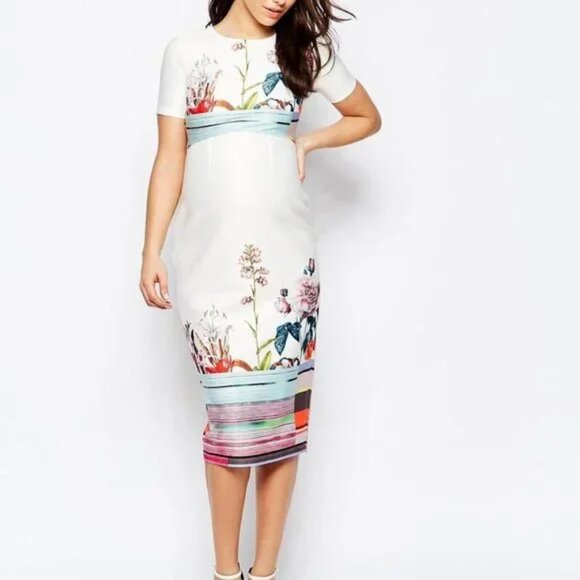 ASOS MATERNITY | Scuba Floral Pencil Dress Size 6 - Picture 3 of 7